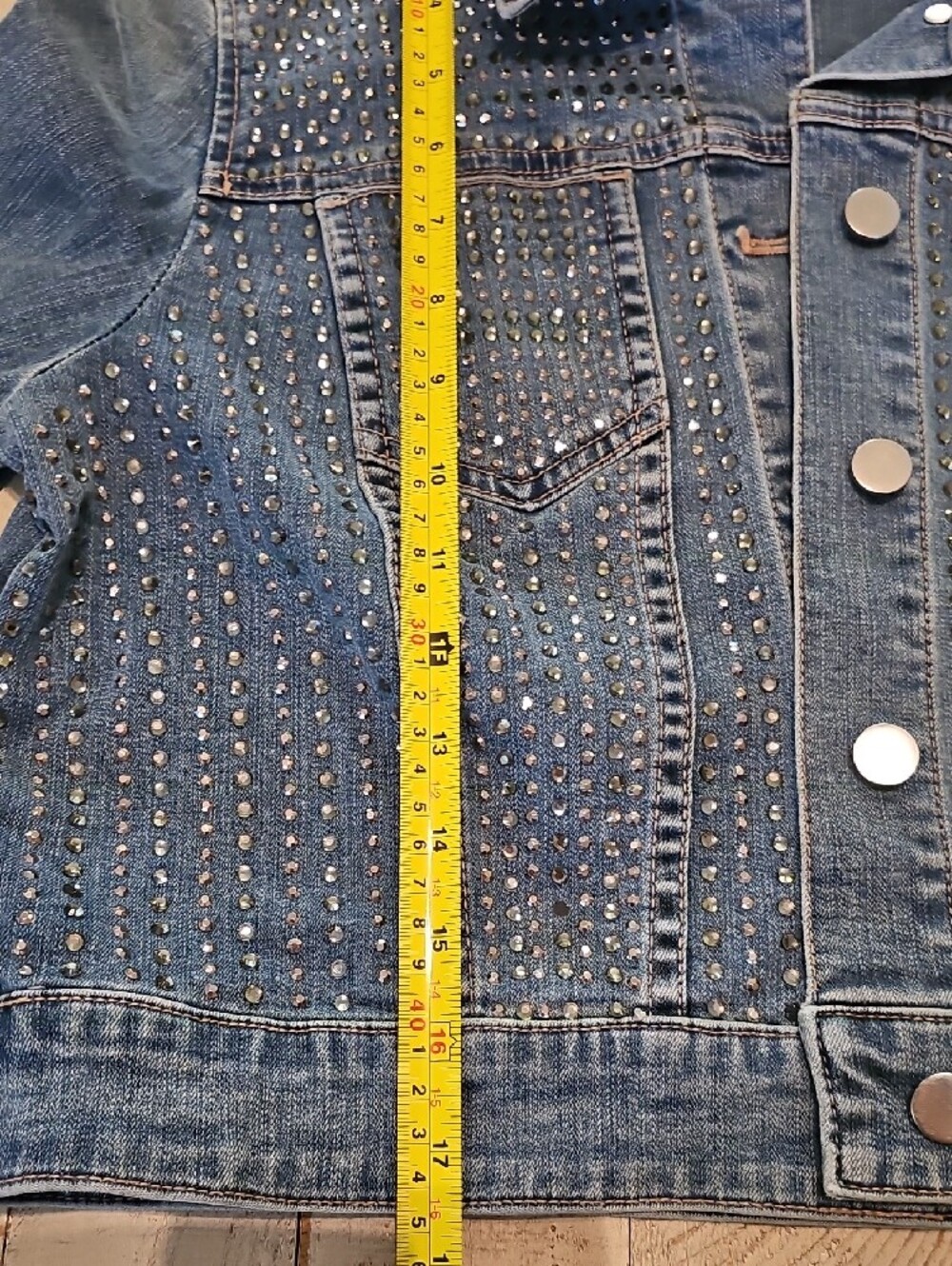 Chico's Platinum Blue Studded Denim Jacket - Picture 9 of 14